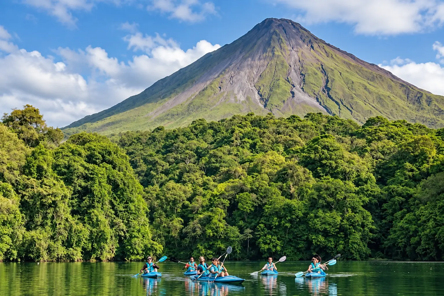 Paisaje volcánico y selva tropical en Costa Rica